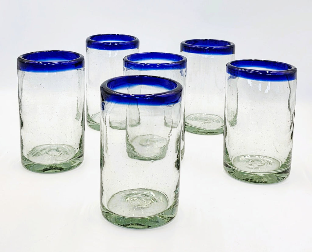 Set de 6 Vasos de Vidrio Soplado Artesanal para Agua – 14 oz + Regalo Incluido