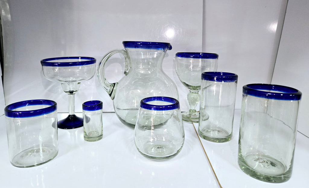 Set de 6 Vasos de Vidrio Soplado Artesanal para Agua – 14 oz + Regalo Incluido