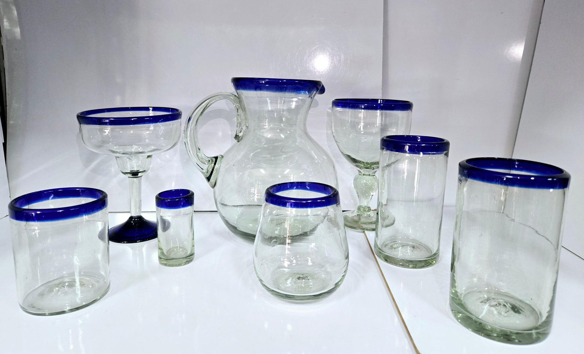 Set de 6 Vasos de Vidrio Soplado Artesanal para Agua – 14 oz + Regalo Incluido