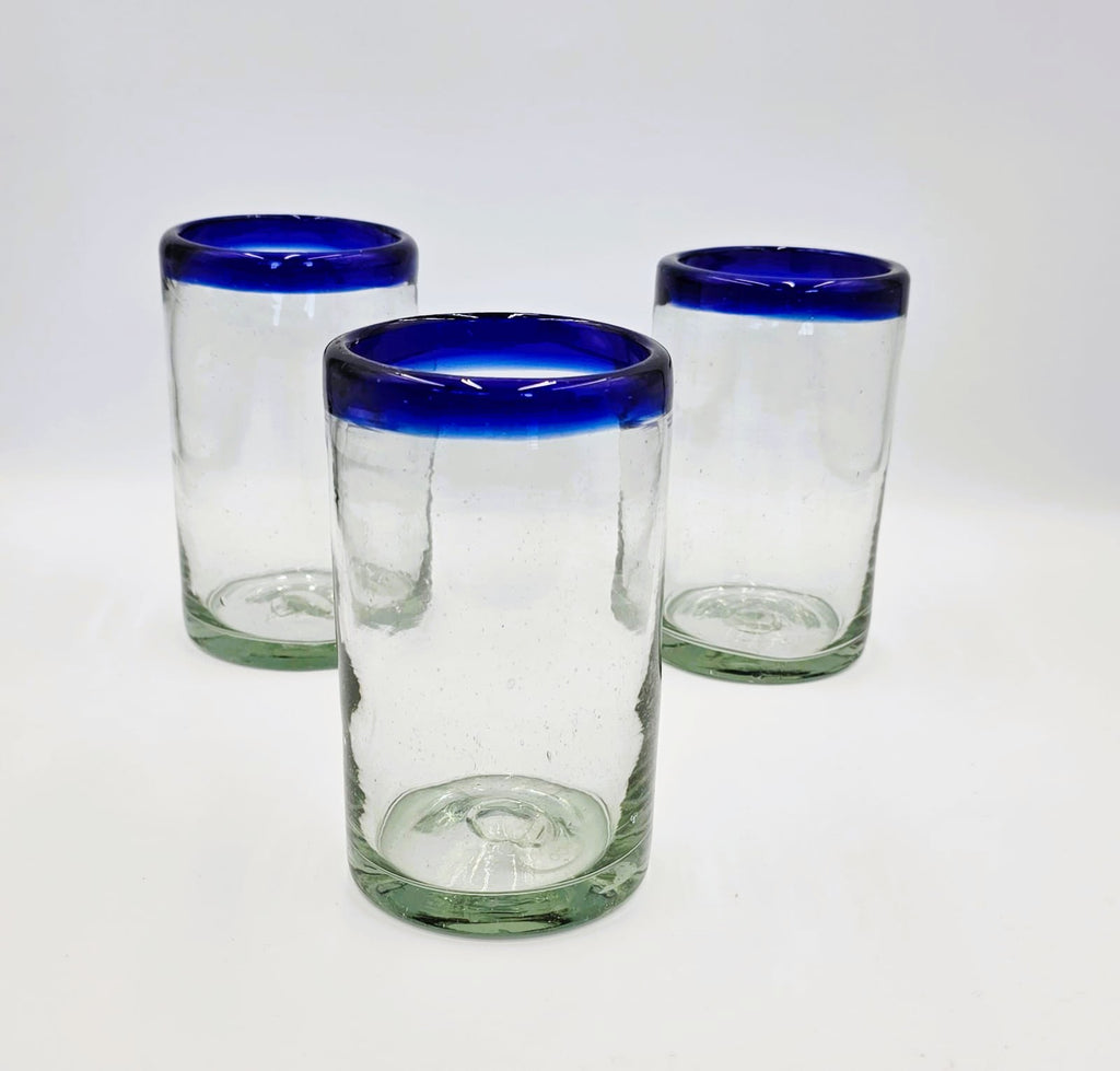 Set de 6 Vasos de Vidrio Soplado Artesanal para Agua – 14 oz + Regalo Incluido