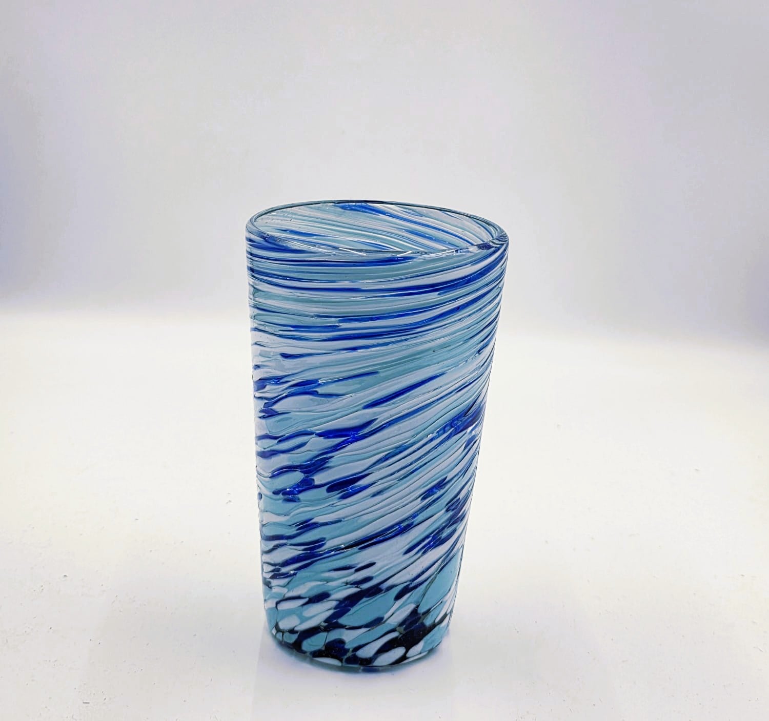 Set de 6 Vasos de Vidrio Soplado Pintas Blue Torcidas + Regalo Incluido