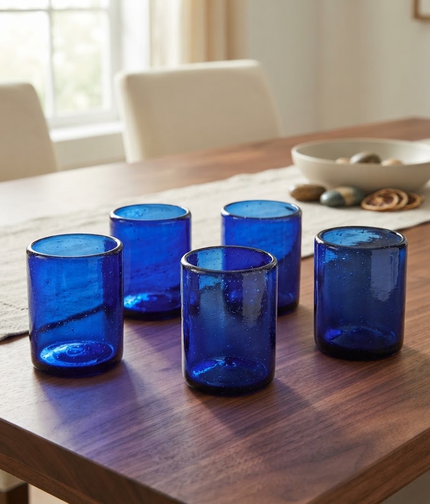 6 VASOS DE 8X13CM (MOD. SOLIDO COBALTO)