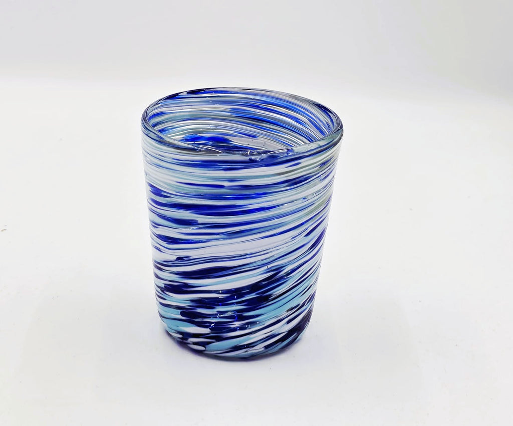 Set de 6 Vasos de Vidrio Soplado Pintas Blue Toneadas + Regalo Incluido