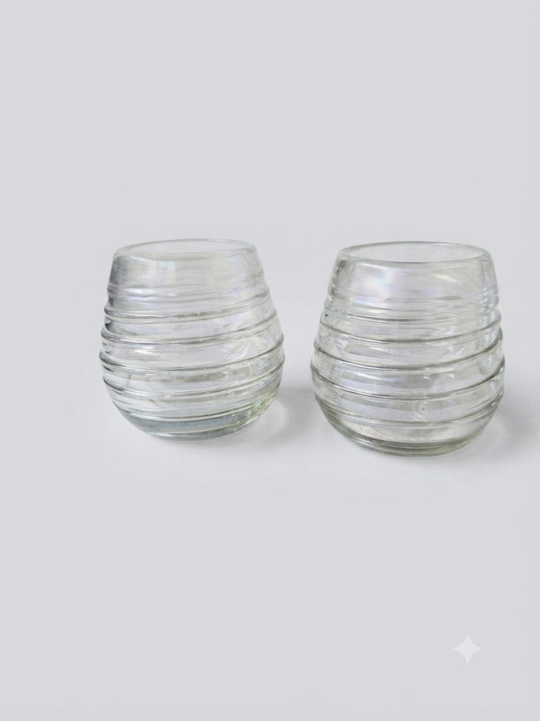 Set de 6 Vasos Artesanales de Vidrio Soplado (Diseño Acanalado Ahumado)