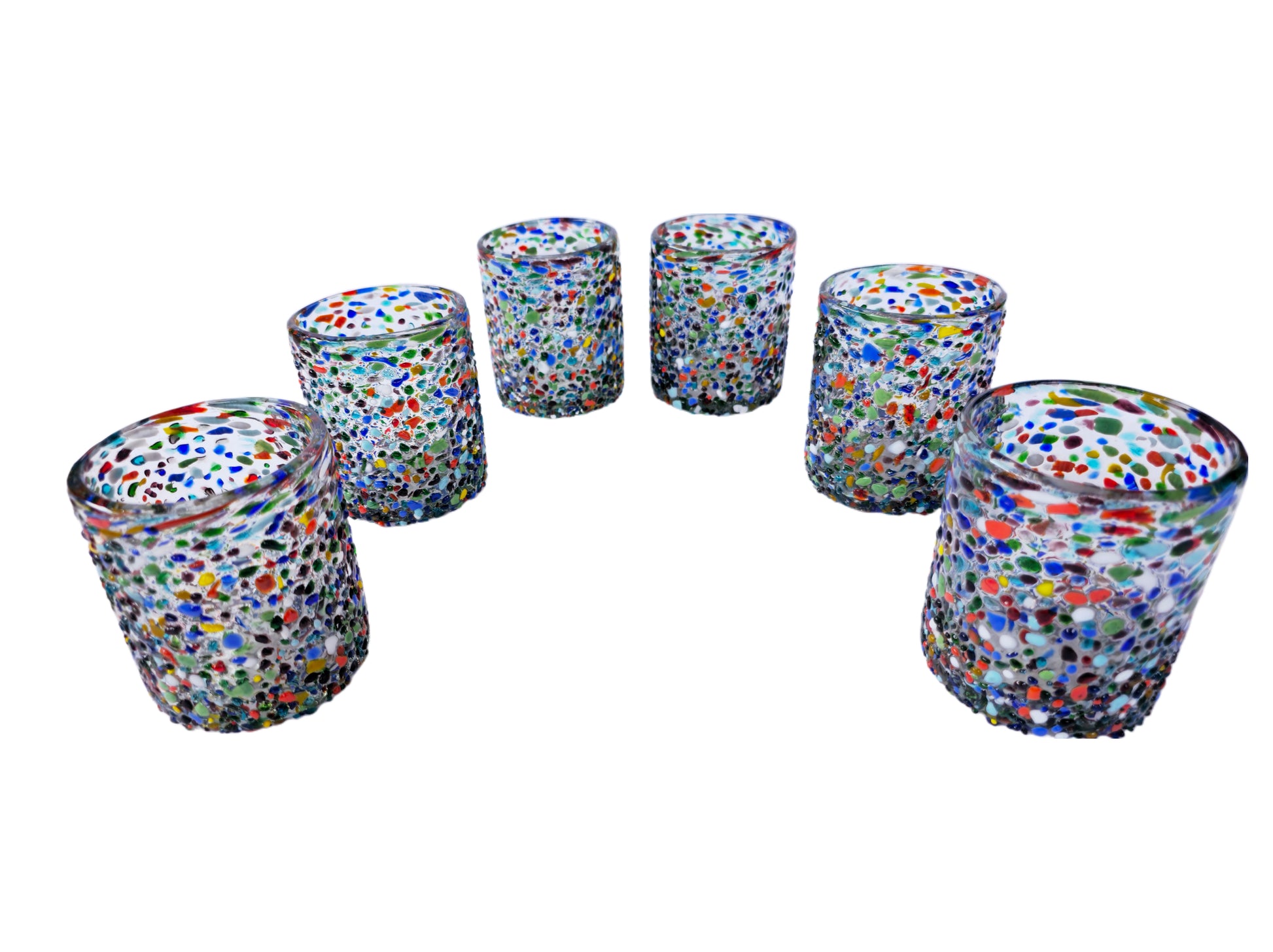 Set de 6 Vasos de Vidrio Soplado Granizado – 10 oz + Regalo Incluido