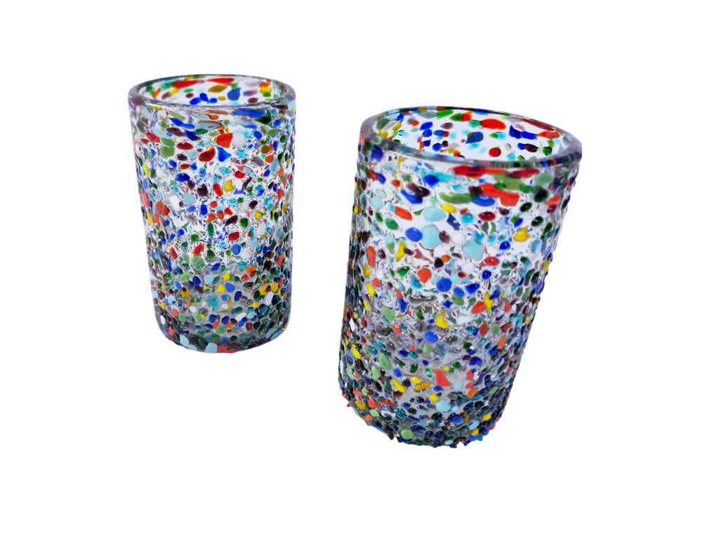 Set de 6 Vasos de Vidrio Soplado Granizado – 14 oz + Regalo Incluido