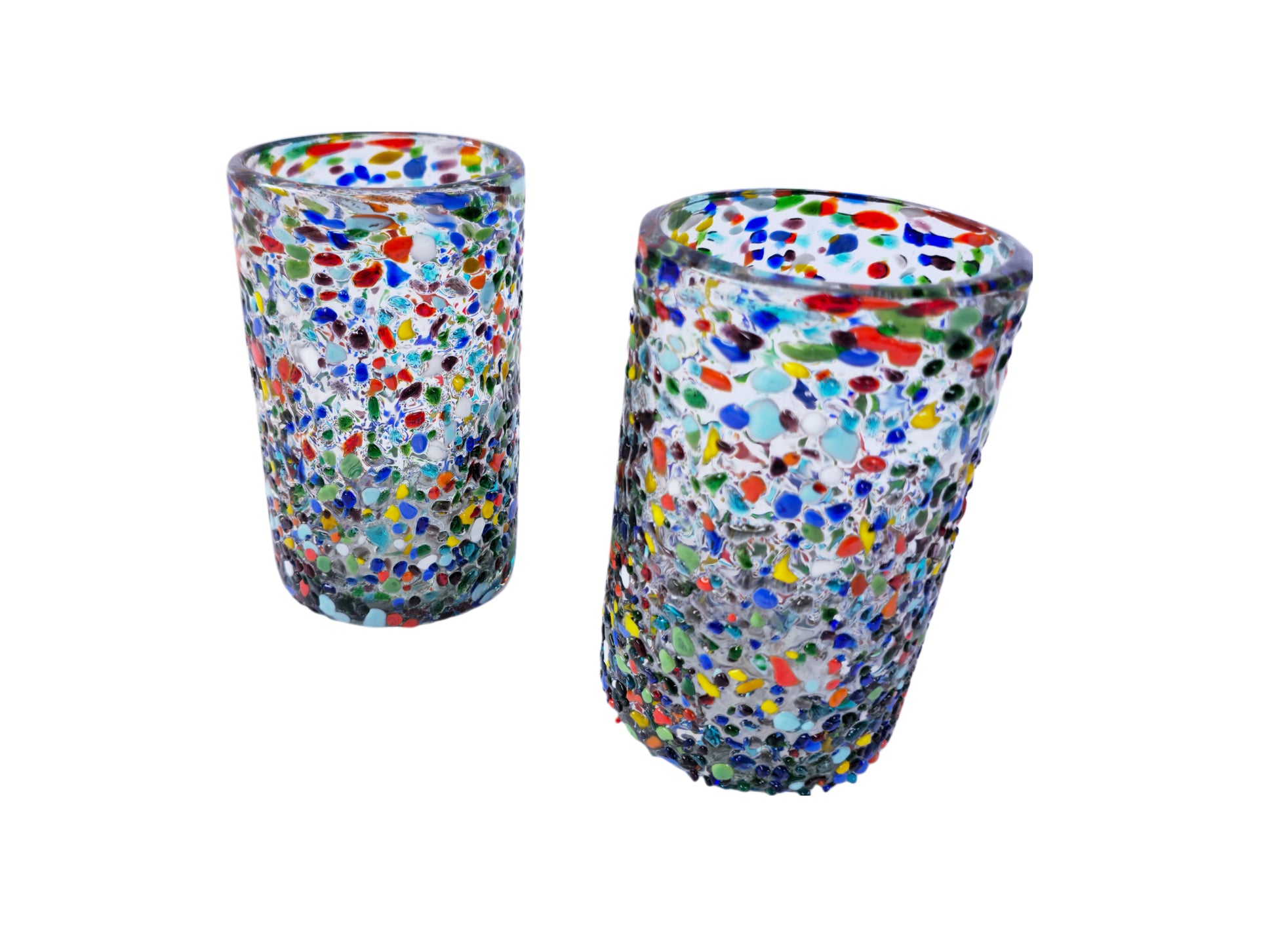 Set de 6 Vasos de Vidrio Soplado Granizado – 14 oz + Regalo Incluido