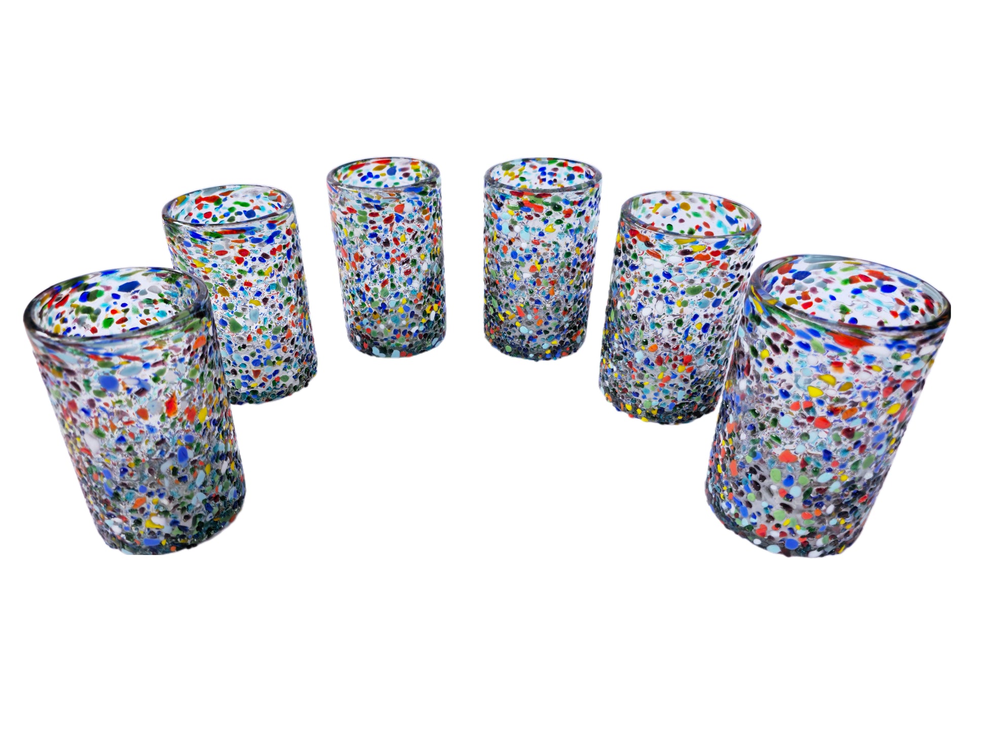Set de 6 Vasos de Vidrio Soplado Granizado – 14 oz + Regalo Incluido