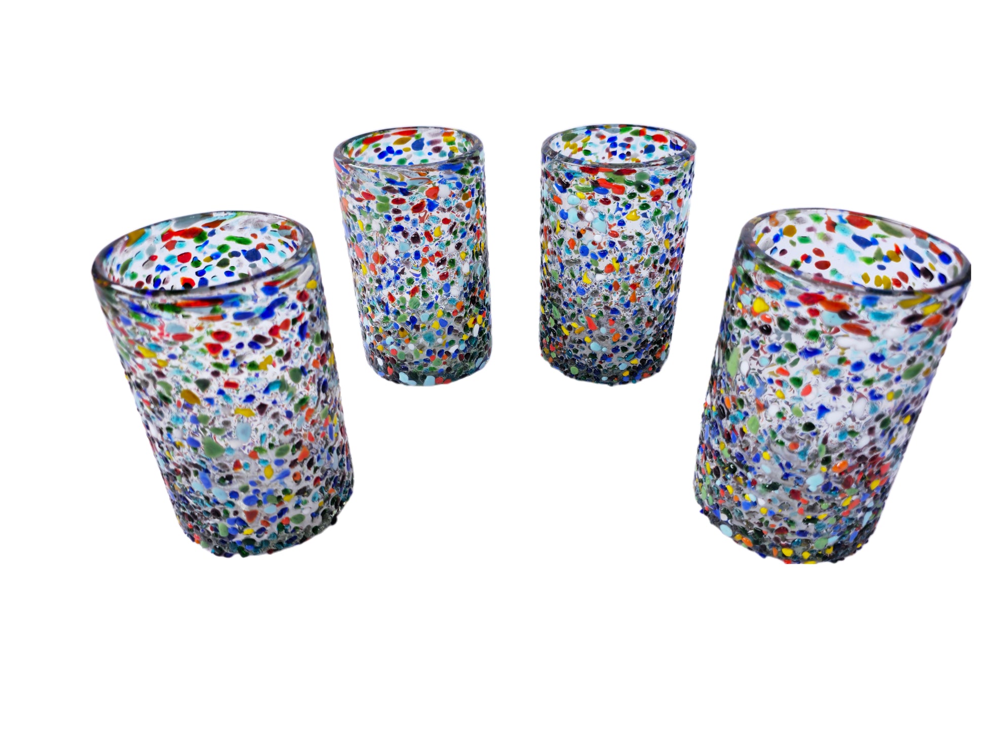 Set de 6 Vasos de Vidrio Soplado Granizado – 14 oz + Regalo Incluido