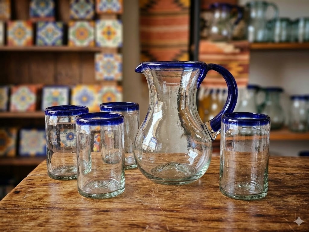 6 PIEZAS DE VASOS DE VIDRIO  8x13cm (MOD.POSTA COBALTO RECTO)