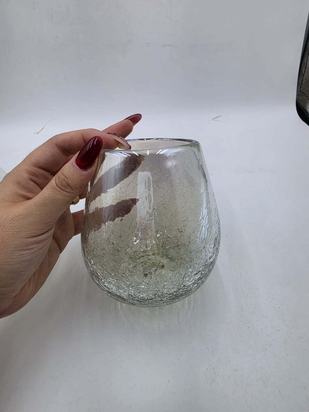 VASOS DE VIDRIO SET DE 6 PIEZAS FORMA BOLA EFECTO QUEBRADO CON LUSTRE