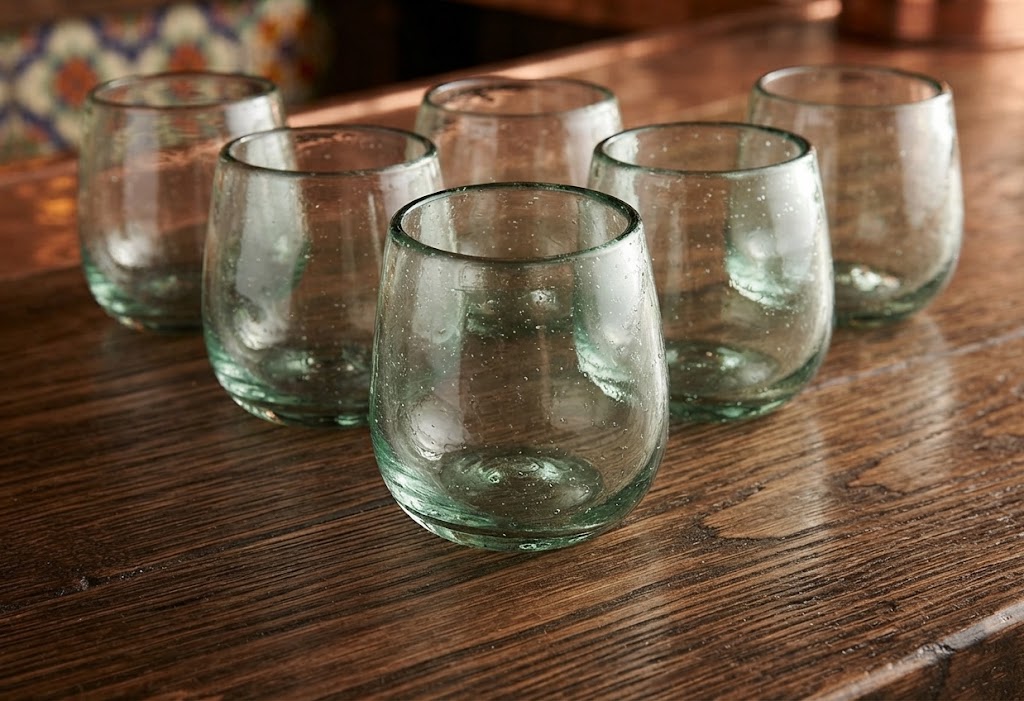 6 VASOS DE VIDRIO (MOD. BOLA CRISTAL COMPLETO)