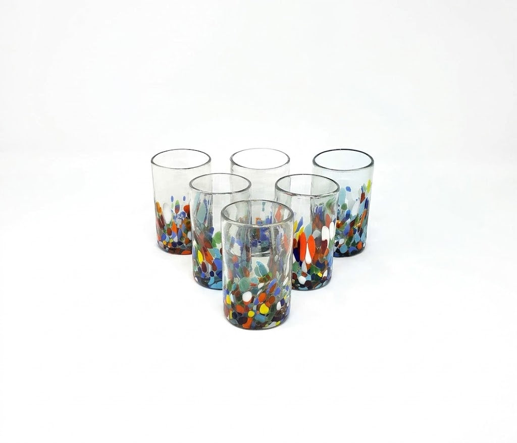 6 VASOS DE VIDRIO 8X13CM (MOD. PINTAS CARMEN MITAD)
