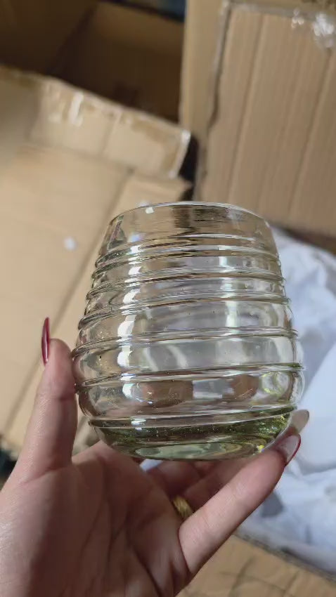 Set de 6 Vasos Artesanales de Vidrio Soplado (Diseño Acanalado Ahumado)