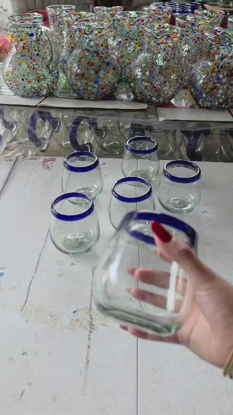 Set de 6 Vasos de Vidrio Soplado Forma Bola