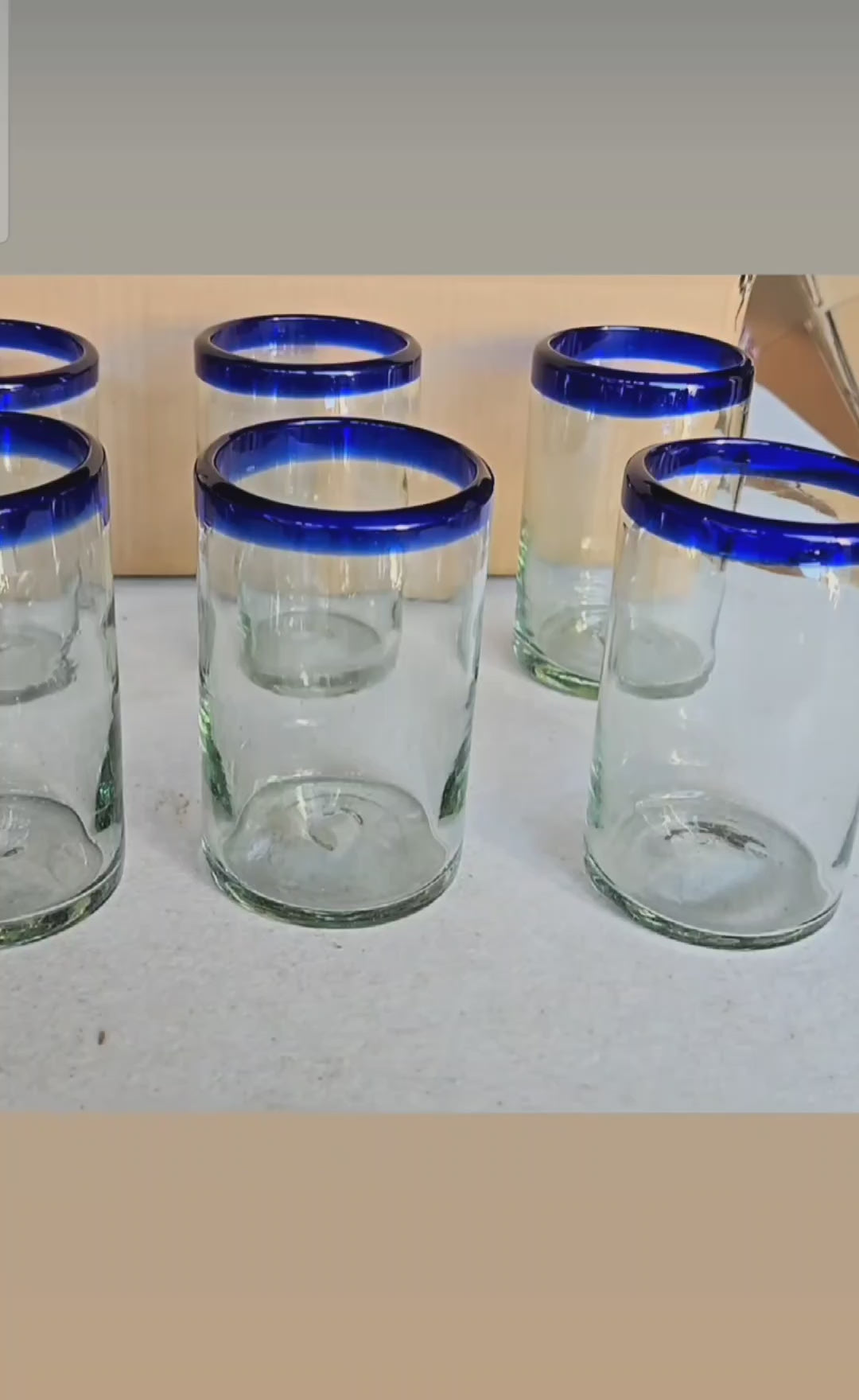 Set de 6 Vasos de Vidrio Soplado Artesanal para Agua – 14 oz + Regalo Incluido