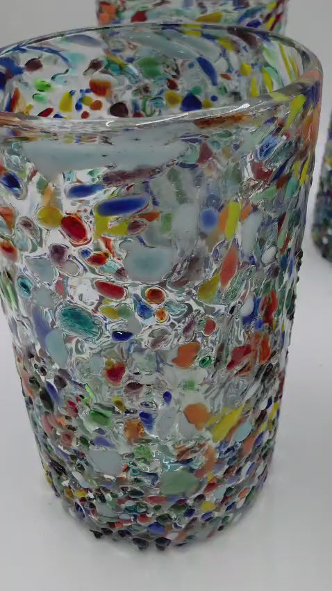 Set de 6 Vasos de Vidrio Soplado Granizado – 14 oz