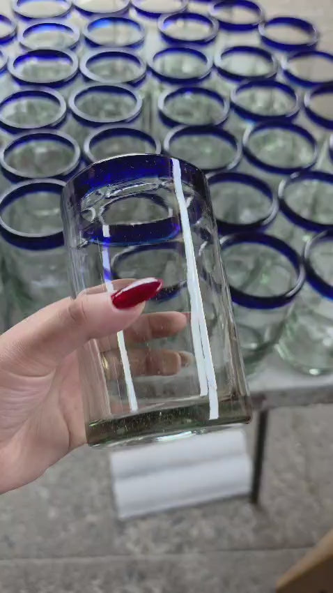 Set de 6 Vasos de Vidrio Soplado Artesanal para Agua – 14 oz