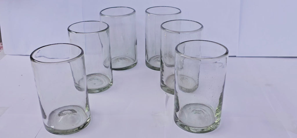 Set de 6 Vasos de Vidrio Soplado Cristal – 10 oz + Regalo Incluido