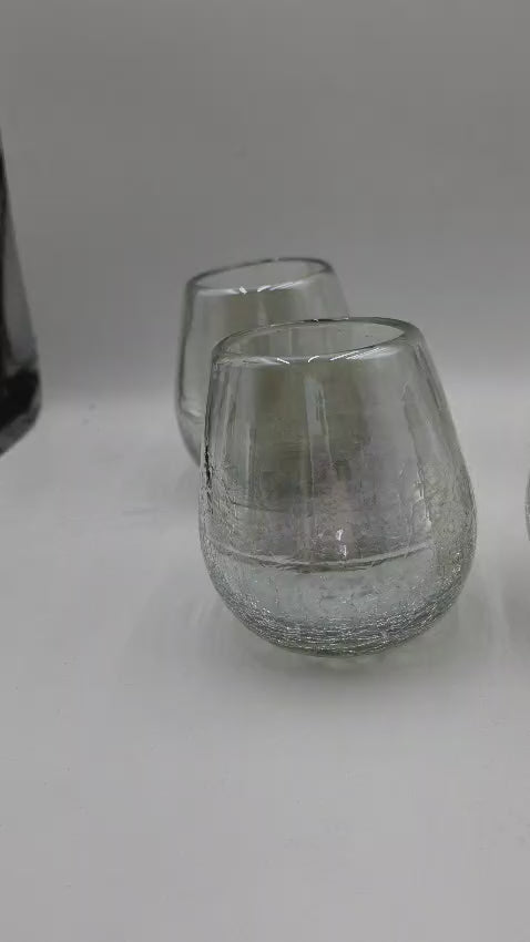 VASOS DE VIDRIO SET DE 6 PIEZAS FORMA BOLA EFECTO QUEBRADO CON LUSTRE
