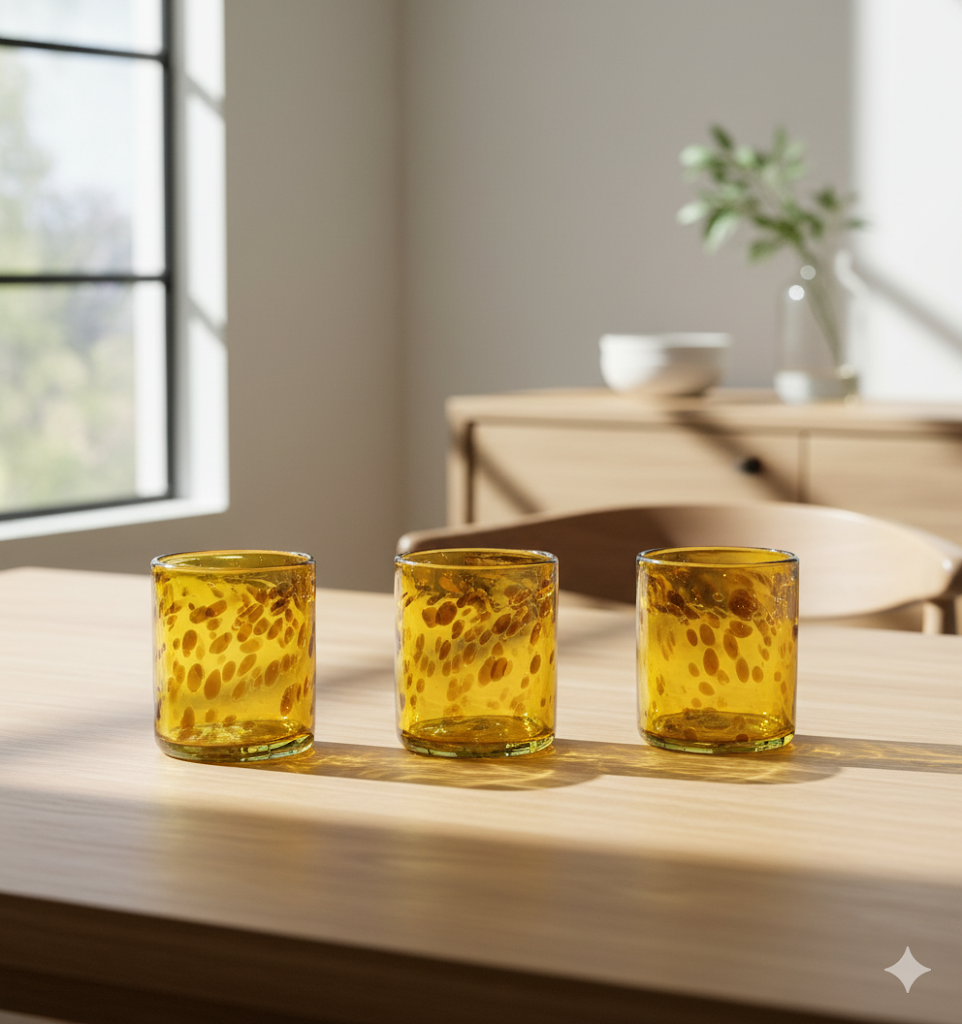 Set de 6 Vasos de Vidrio Soplado Carey – 10 oz + Regalo Incluido