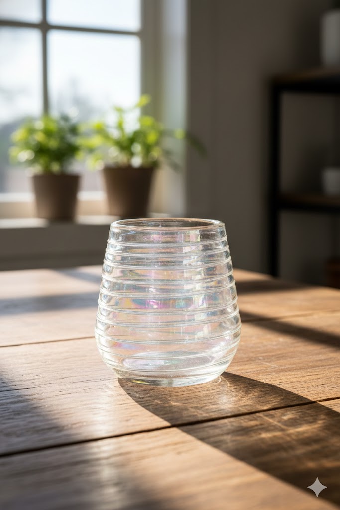 Set de 6 Vasos Artesanales de Vidrio Soplado (Diseño Acanalado Ahumado)