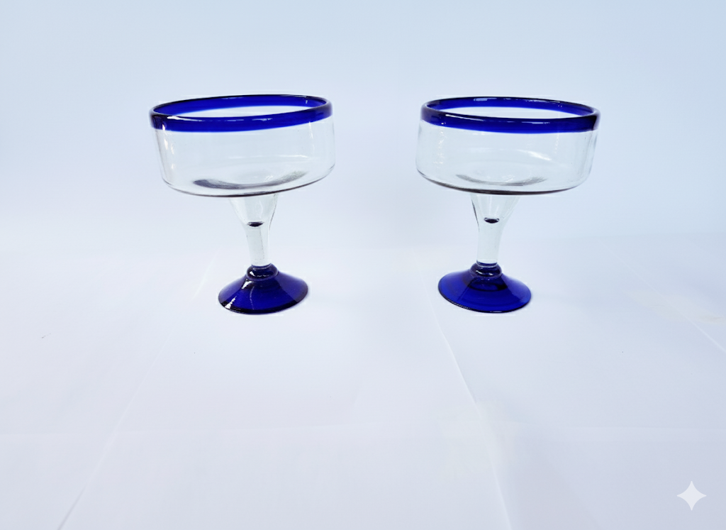 Set de 4 Copas Margarita de Vidrio Soplado Posta Cobalto – 16 oz