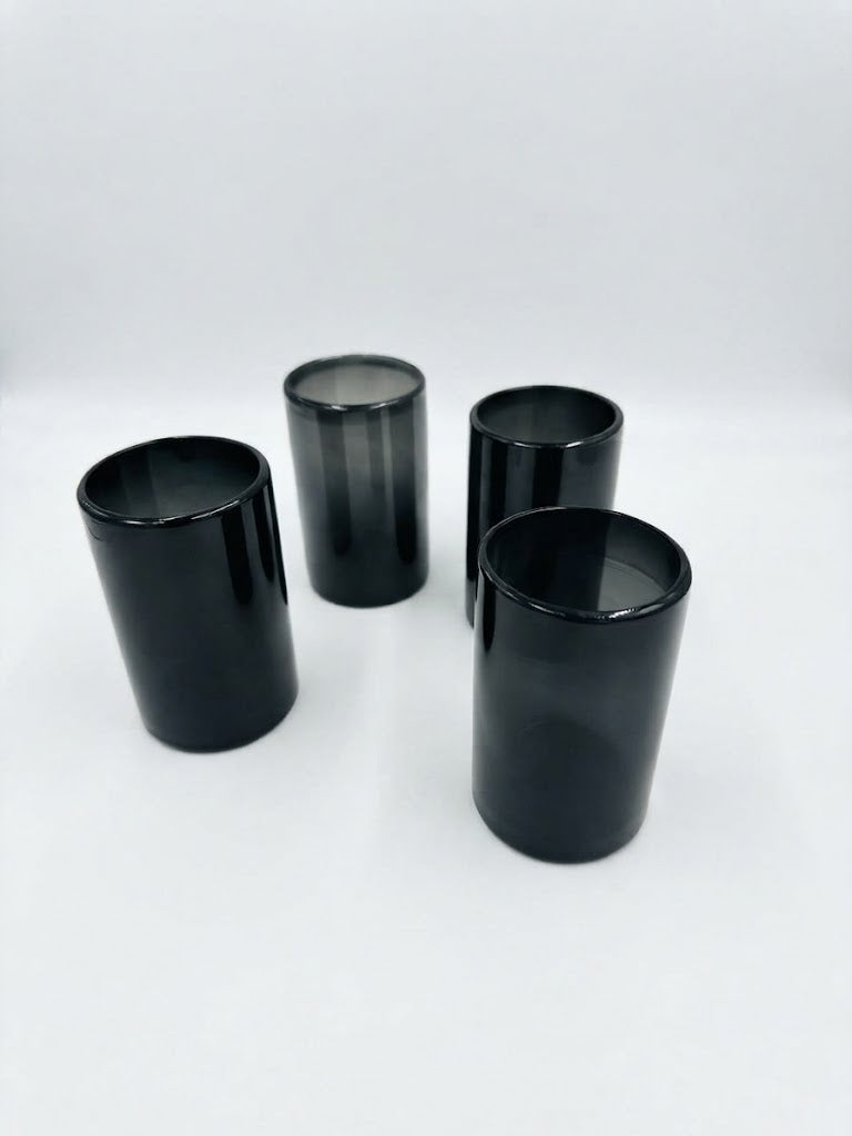 6 VASOS DE VIDRIO 8X13CM (MOD. SOLIDO COLOR GRIS OBSCURO)